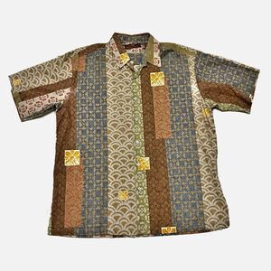 Tori Richard Multicolor Geometric Hawaiian Short Sleeve Shirt Size Large